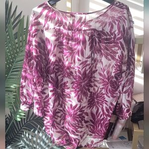 Loft - Floral Purple Top Women's Size Small